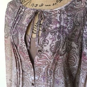 Liz Claiborne Paisley Print Blouse w Cami, L Pet